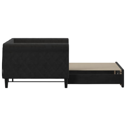 Divano Letto Con Letto Estraibile Nero 90x190 Cm In Velluto