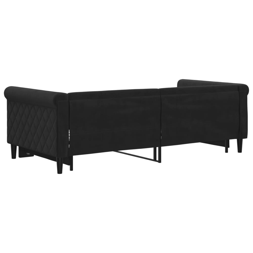 Divano Letto Con Letto Estraibile Nero 90x190 Cm In Velluto