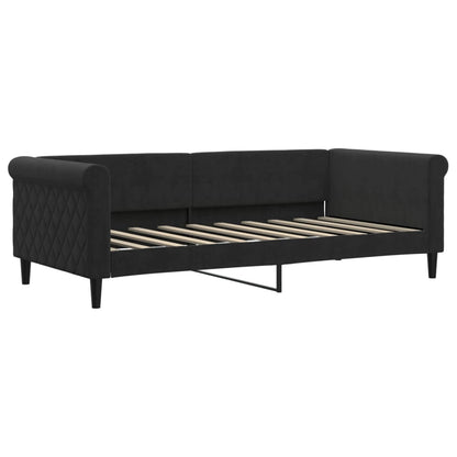 Divano Letto Con Letto Estraibile Nero 90x190 Cm In Velluto