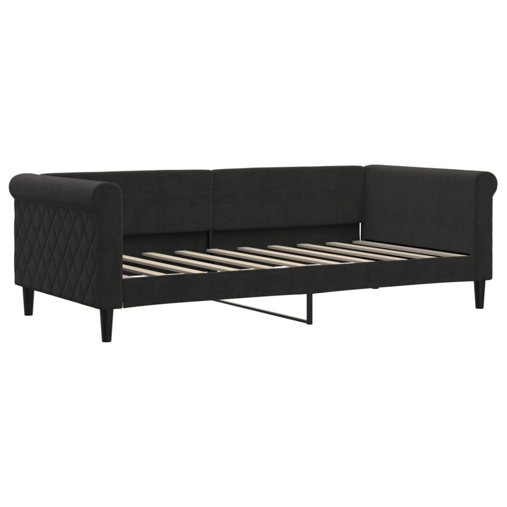 Divano Letto Estraibile Con Materassi Nero 90x190 Cm Velluto