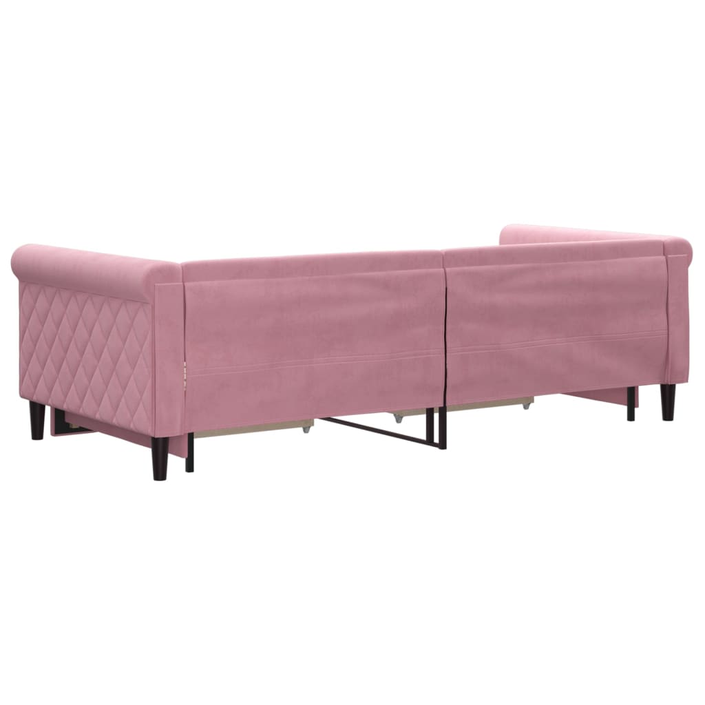 Divano Letto Estraibile Con Cassetti Rosa 90x200 Cm Velluto