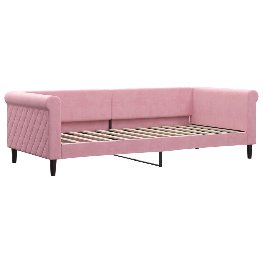 Divano Letto Estraibile Con Cassetti Rosa 90x200 Cm Velluto