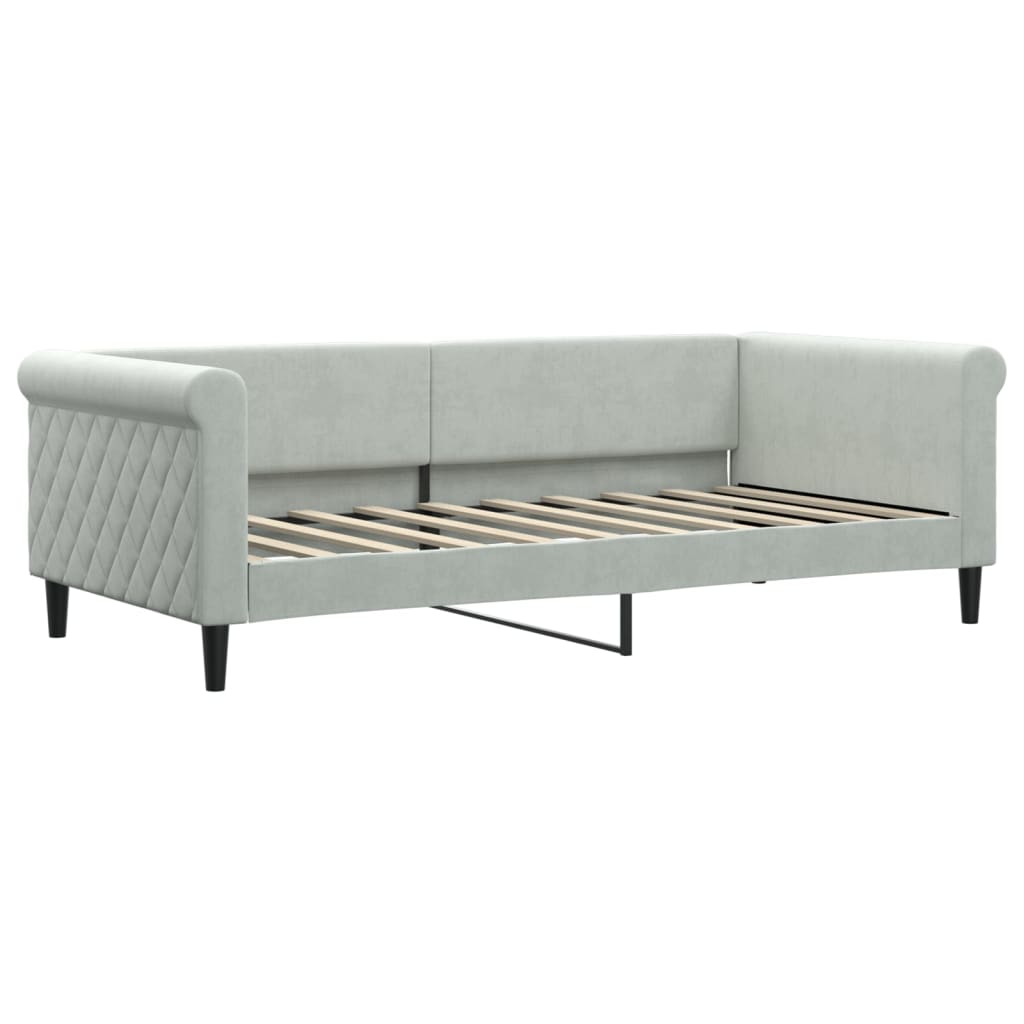 Divano Letto Estraibile Cassetti Grigio Chiaro 90x190cm Velluto