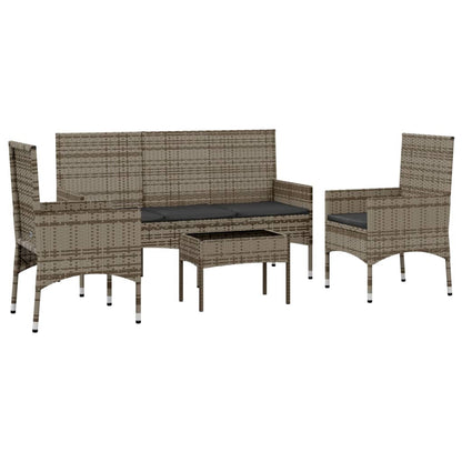 Set Divani Da Giardino 4 Pz Con Cuscini In Polyrattan Grigio