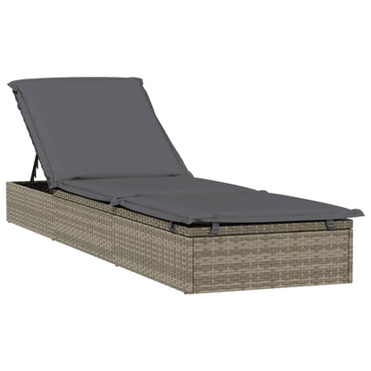 Lettino 1 Pz Con Cuscino Grigio 201x55x62 Cm In Polyrattan