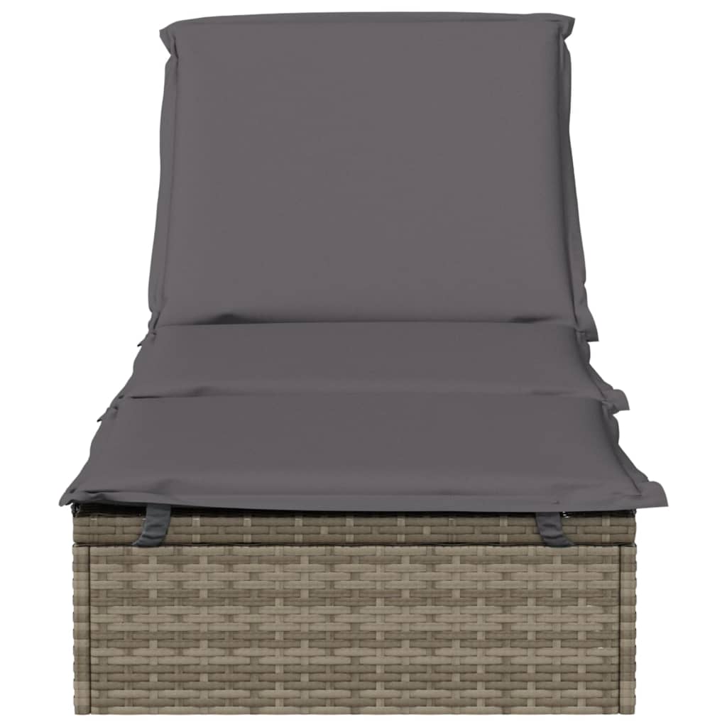 Lettino 1 Pz Con Cuscino Grigio 201x55x62 Cm In Polyrattan