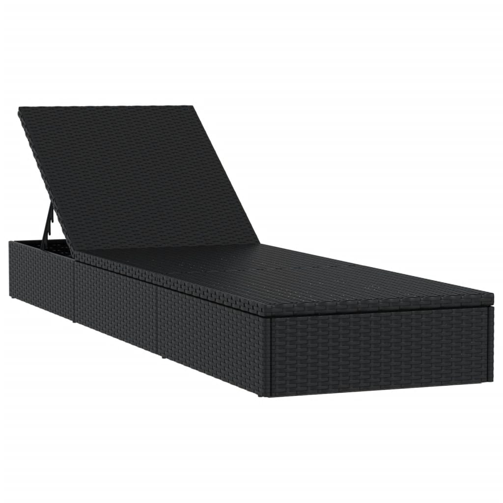 Lettino 1 Pz Con Cuscino Nero 201x55x62 Cm In Polyrattan