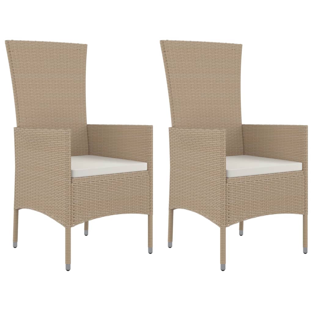 Sedie Da Giardino Con Cuscini 2 Pz In Polyrattan Beige