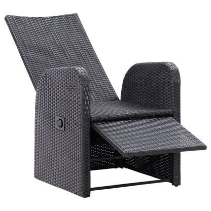 Sedie Reclinabili Da Giardino Con Cuscini 2pz Nero Polyrattan