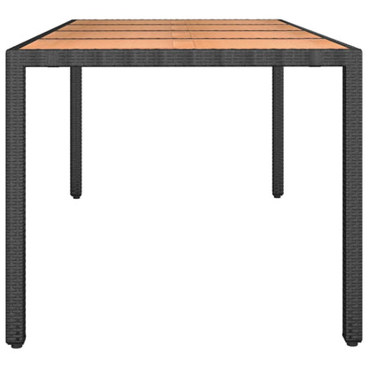 Tavolo Da Giardino Piano Legno Nero Polyrattan Massello Acacia