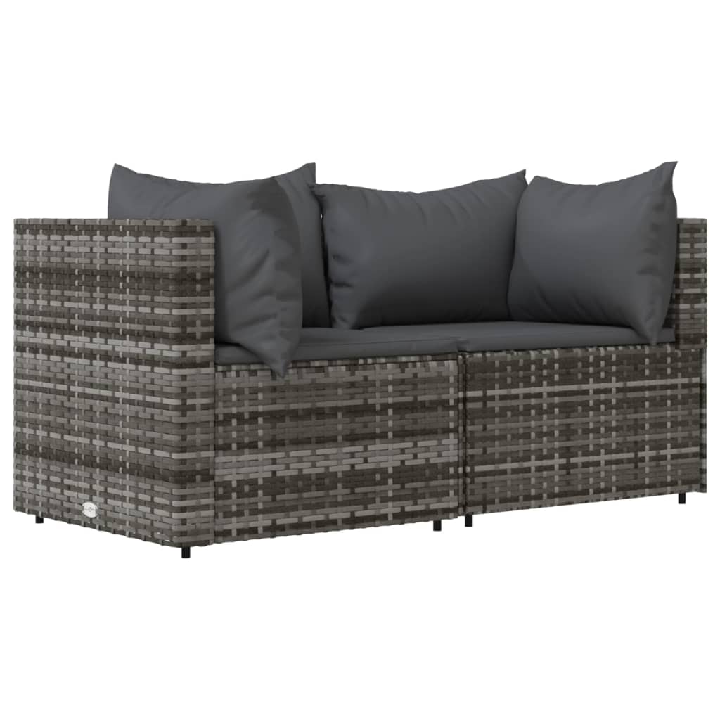 Set Divani Da Giardino 3 Pz Con Cuscini In Polyrattan Grigio