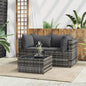 Set Divani Da Giardino 3 Pz Con Cuscini In Polyrattan Grigio