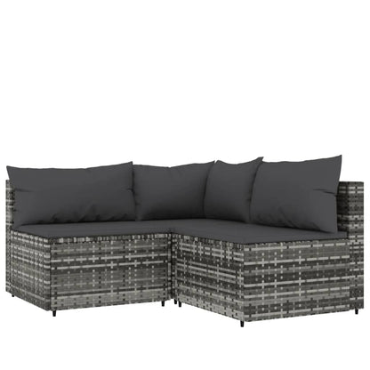 Set Divani Da Giardino 3 Pz Con Cuscini In Polyrattan Grigio