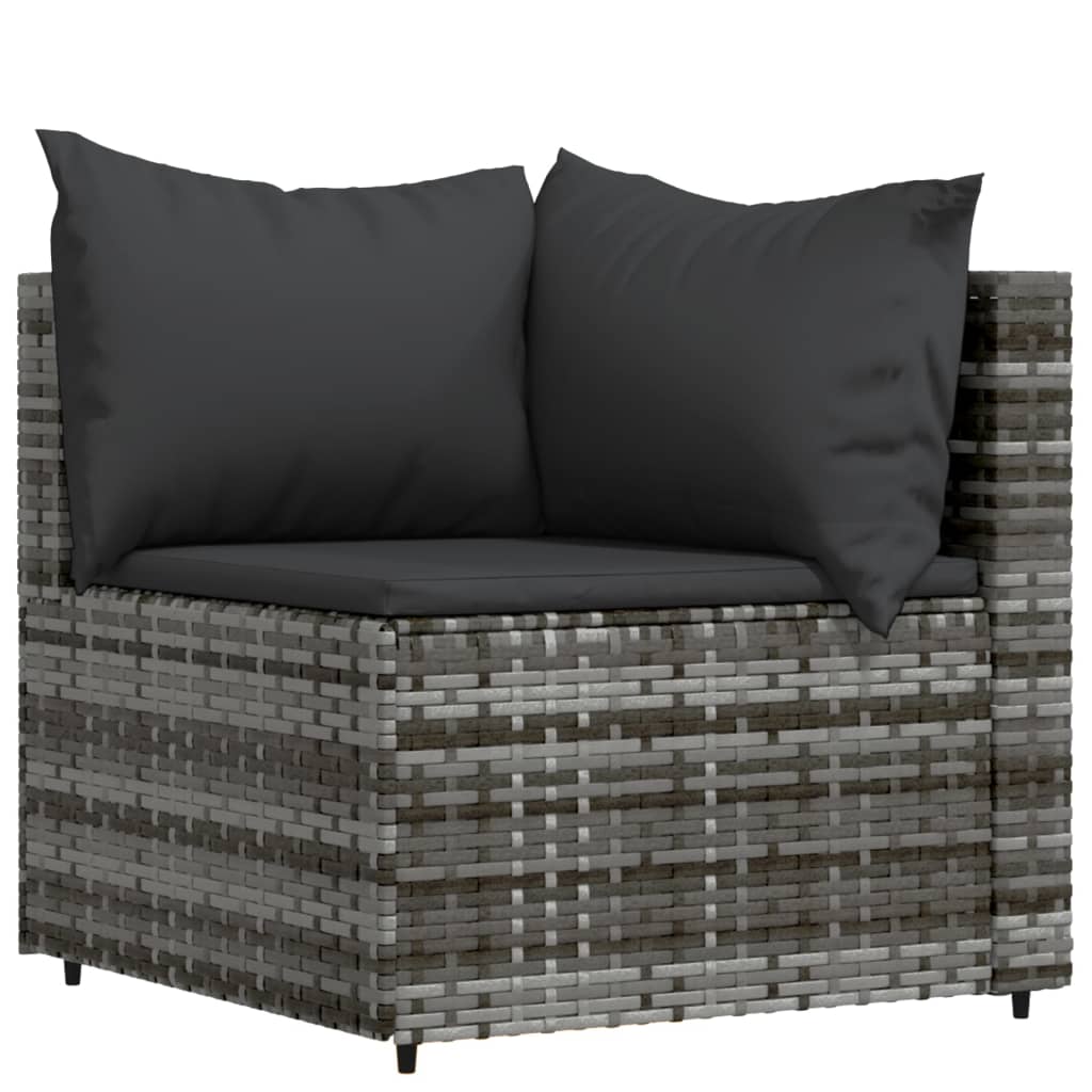 Set Divani Da Giardino 3 Pz Con Cuscini In Polyrattan Grigio