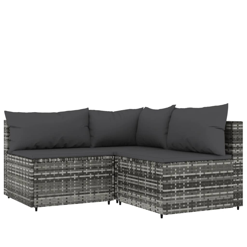 Set Divani Da Giardino 4 Pz Con Cuscini In Polyrattan Grigio