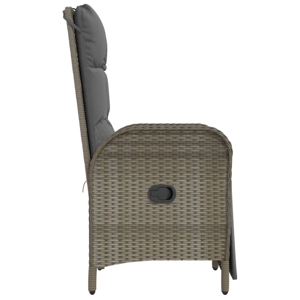 Sedie Reclinabili Da Esterno Con Cuscini 2 Pz Polyrattan Grigie