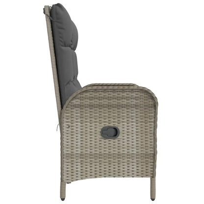 Panca Reclinabile Da Giardino Cuscini 107 Cm Polyrattan Grigia