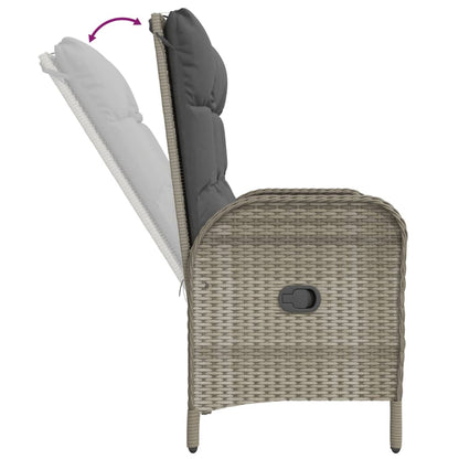 Panca Reclinabile Da Giardino Cuscini 107 Cm Polyrattan Grigia