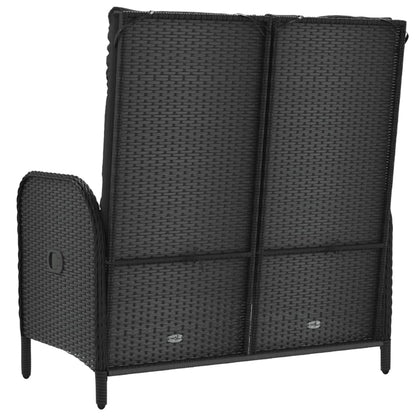 Panca Reclinabile Da Giardino Con Cuscini 107cm Polyrattan Nera