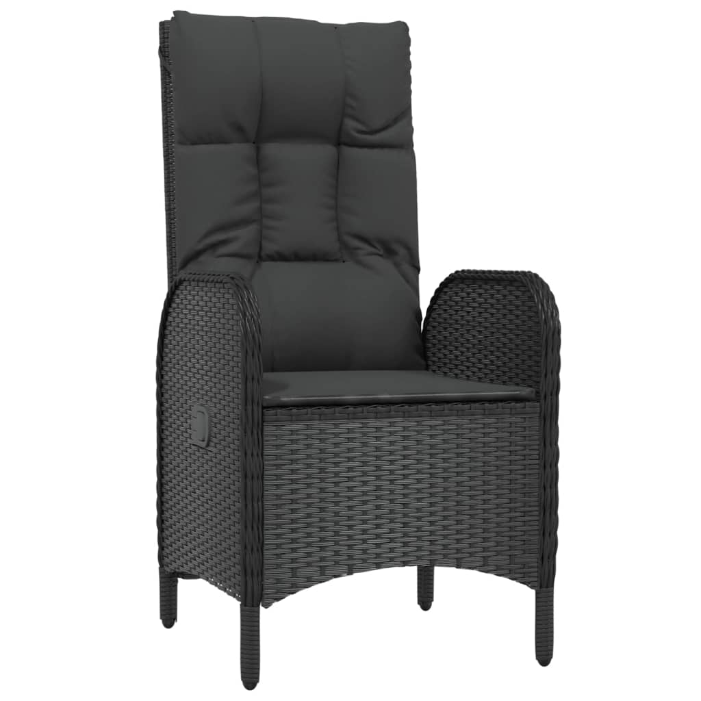 Set Divani Da Giardino 3 Pz Con Cuscini Nero In Polyrattan