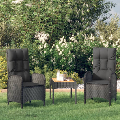 Set Divani Da Giardino 3 Pz Con Cuscini Nero In Polyrattan