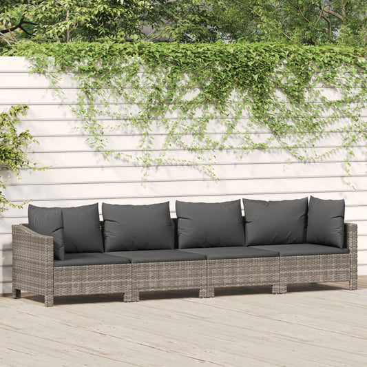 Set Divani Da Giardino 4 Pz Con Cuscini In Polyrattan Grigio