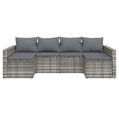 Set Di Divani Da Giardino 2 Pz Con Cuscini In Polyrattan Grigio