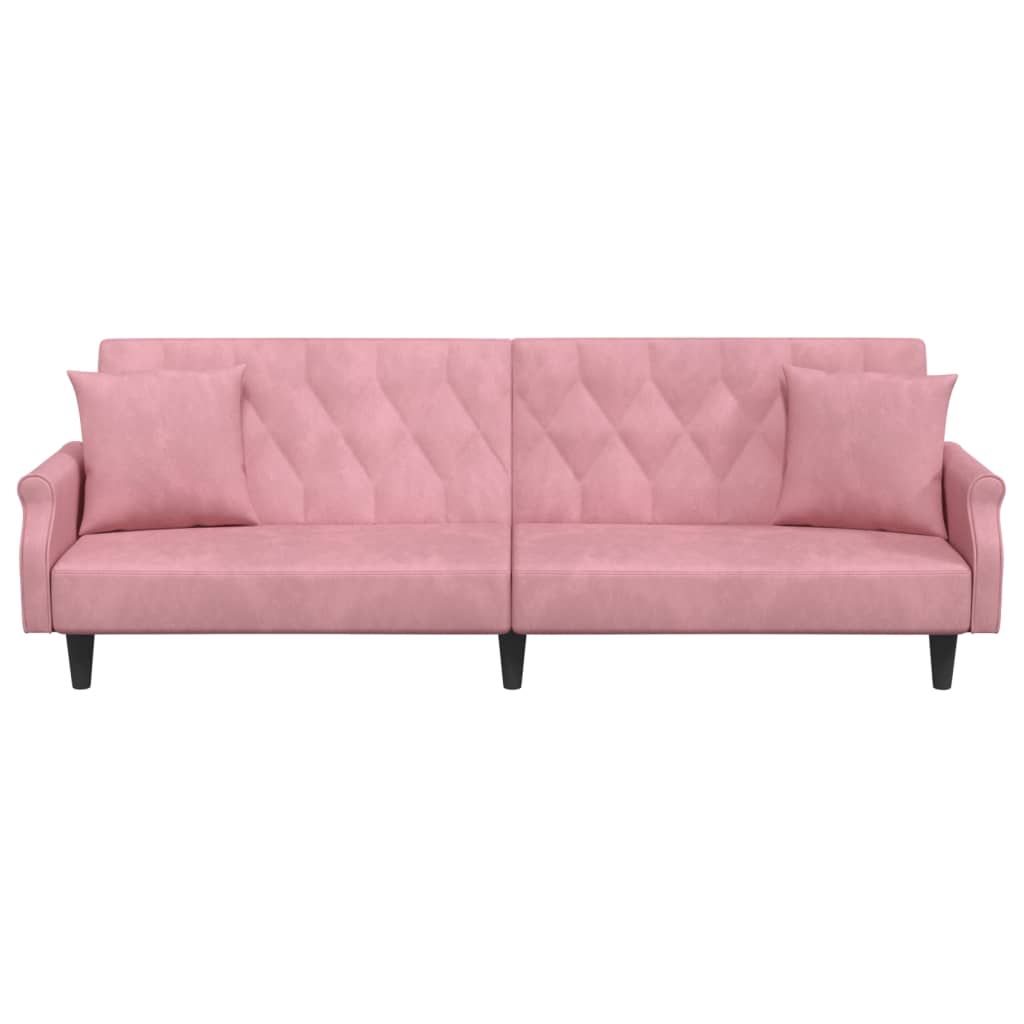 Divano Letto Con Braccioli Rosa In Velluto