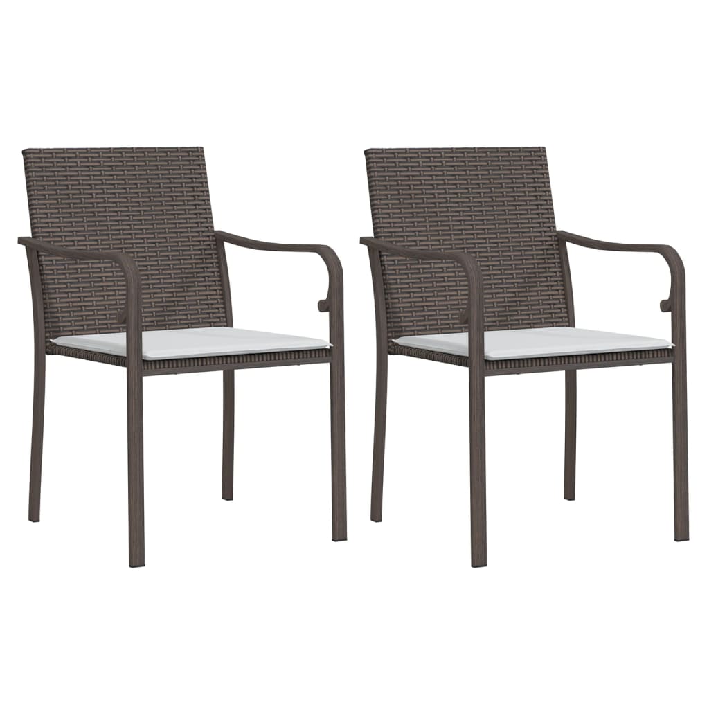 Sedie Da Giardino Con Cuscini 2pz Marroni 56x59x84cm Polyrattan