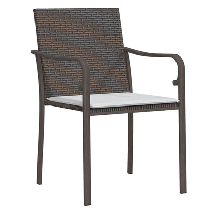 Sedie Da Giardino Con Cuscini 2pz Marroni 56x59x84cm Polyrattan