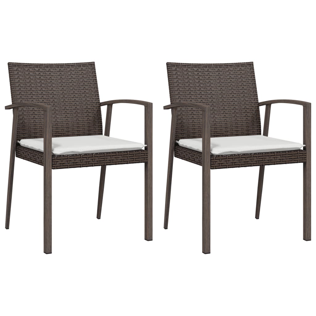 Sedie Giardino Con Cuscini 2pz Marroni 5,56x57x83 Cm Polyrattan