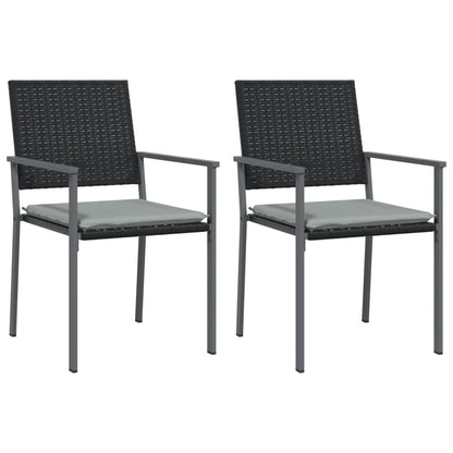 Sedie Da Giardino Con Cuscini 2pz Nere 54x62,5x89 Cm Polyrattan