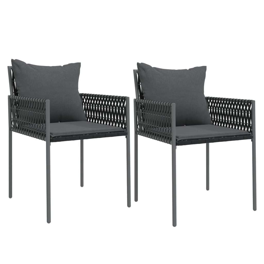 Sedie Da Giardino Con Cuscini 2pz Nere 54x61x83cm In Polyrattan