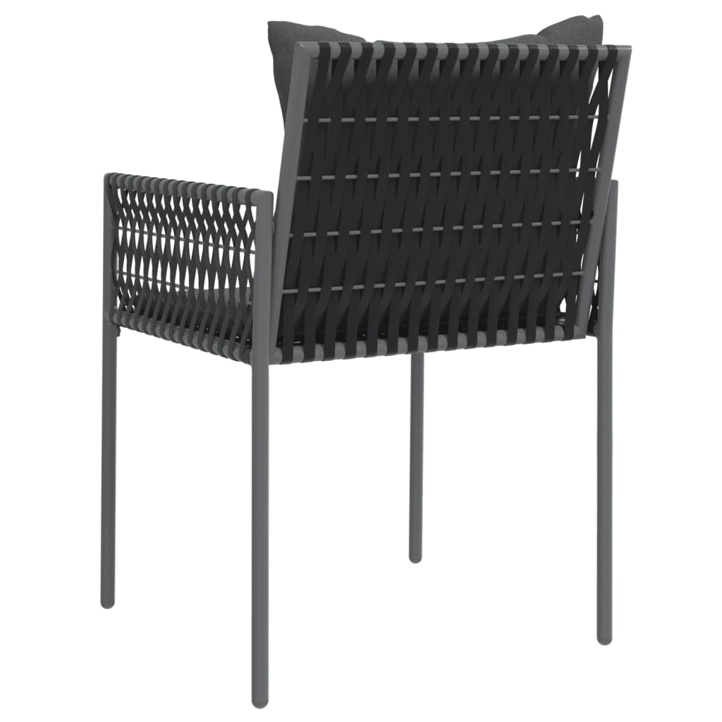 Sedie Da Giardino Con Cuscini 2pz Nere 54x61x83cm In Polyrattan