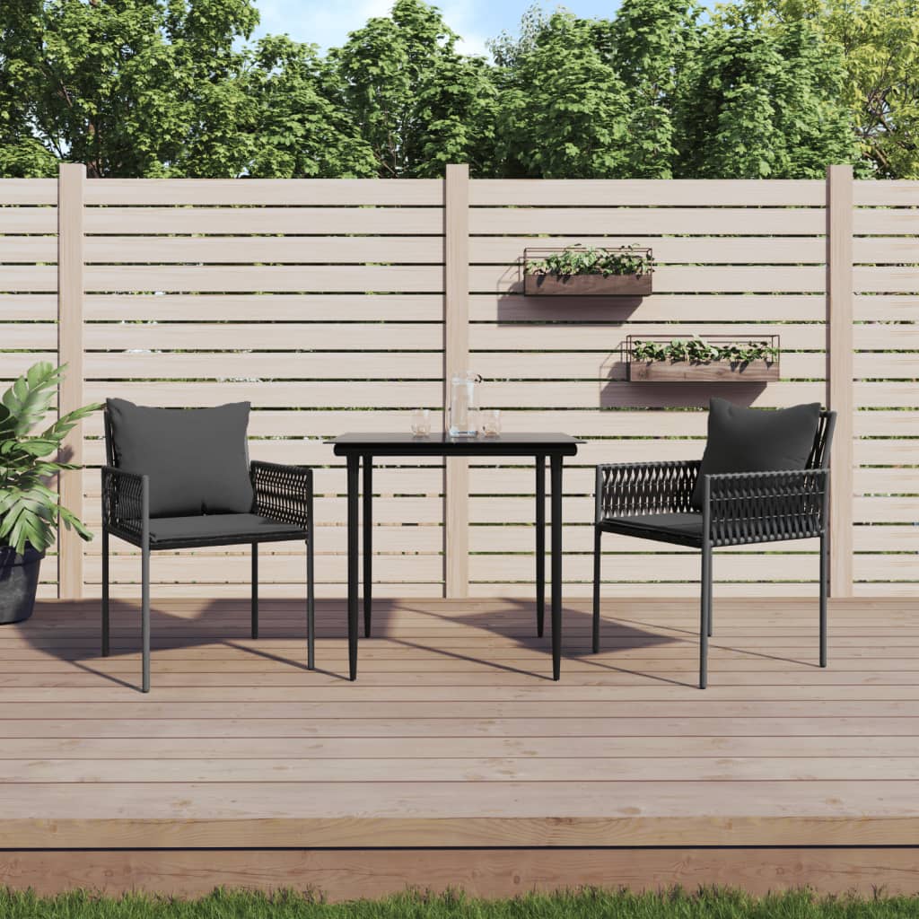 Sedie Da Giardino Con Cuscini 2pz Nere 54x61x83cm In Polyrattan