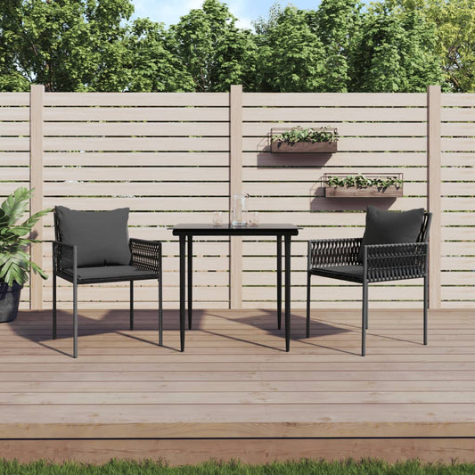 Sedie Da Giardino Con Cuscini 2pz Nere 54x61x83cm In Polyrattan