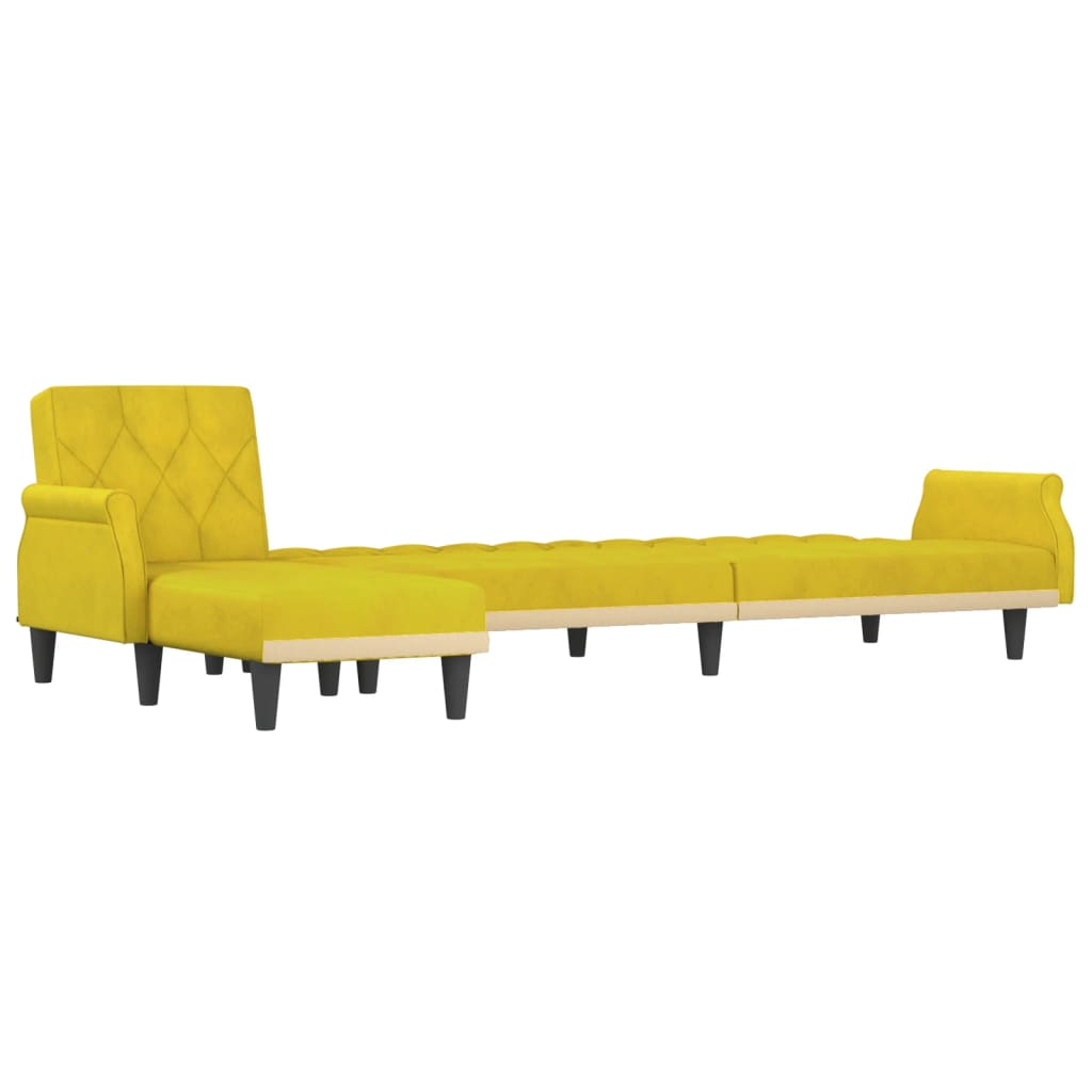 Divano Letto A L Giallo 271x140x70 Cm In Velluto