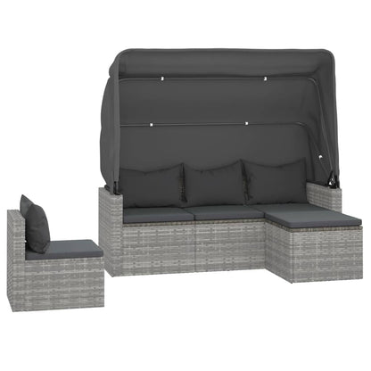 Set Divani Da Giardino 4 Pz Con Cuscini In Polyrattan Grigio