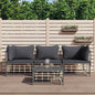 Set Divani Da Giardino 4 Pz Con Cuscini Antracite In Polyrattan