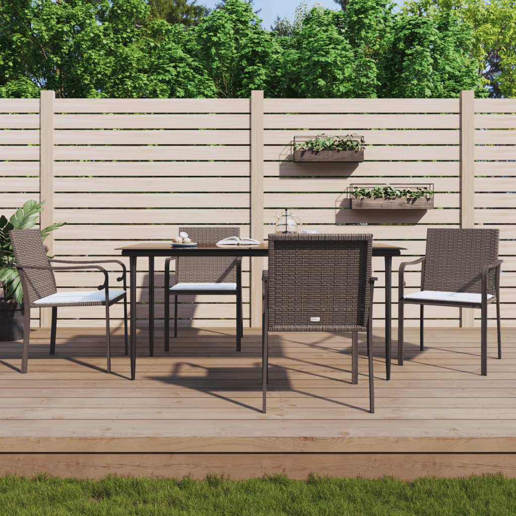 Sedie Da Giardino Con Cuscini 4pz Marroni 56x59x84cm Polyrattan