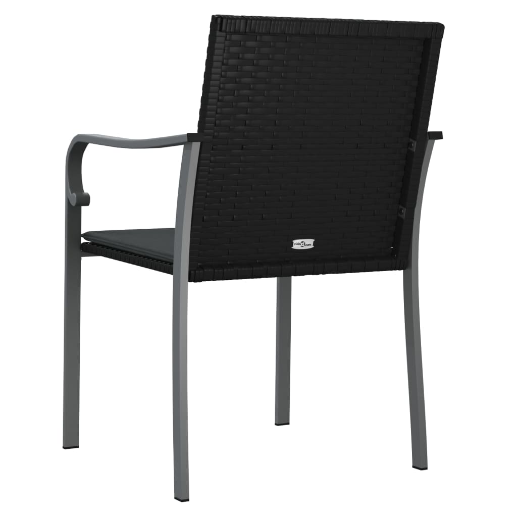 Sedie Da Giardino Con Cuscini 4pz Neri 56x59x84cm In Polyrattan