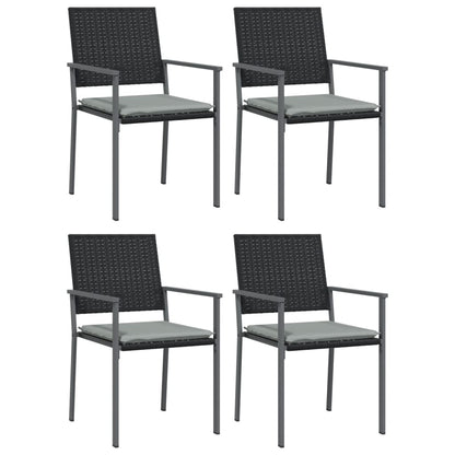 Sedie Da Giardino Con Cuscini 4pz Nere 54x62,5x89 Cm Polyrattan