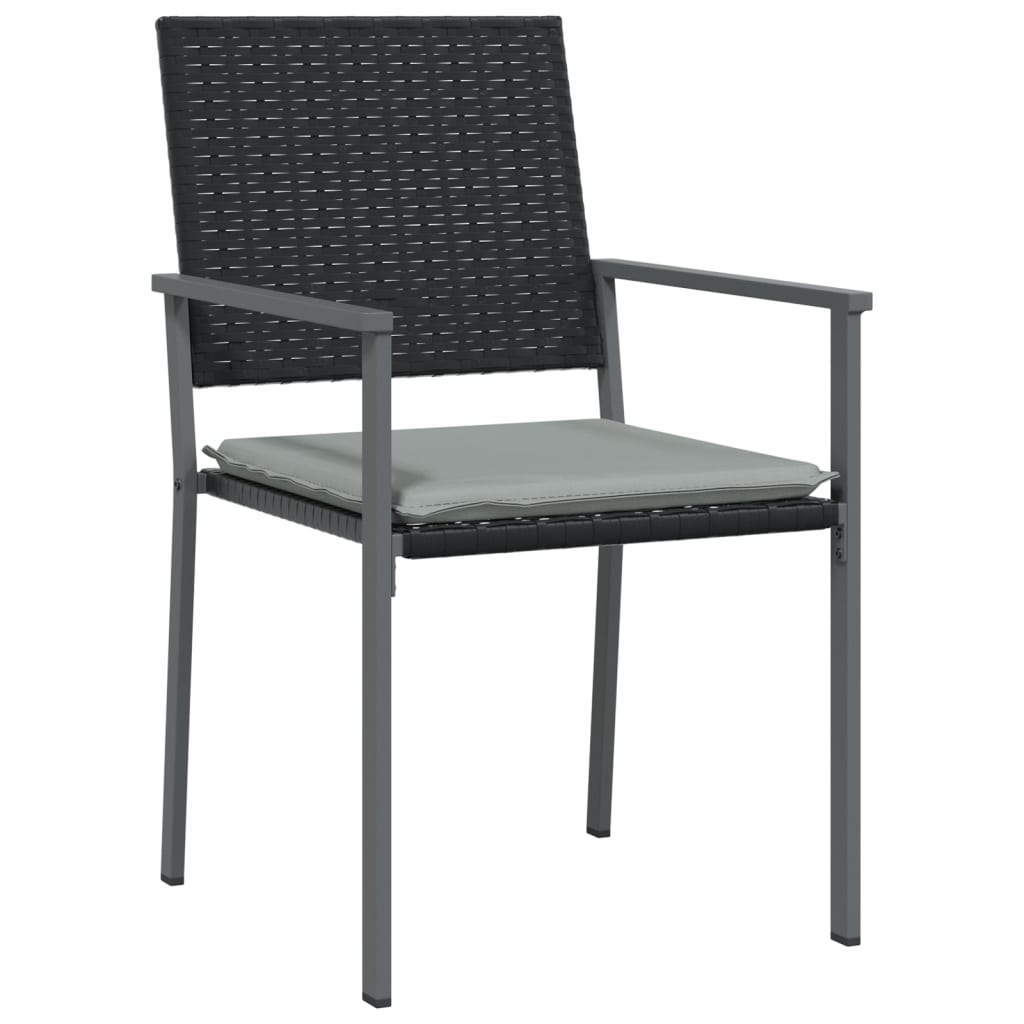 Sedie Da Giardino Con Cuscini 4pz Nere 54x62,5x89 Cm Polyrattan