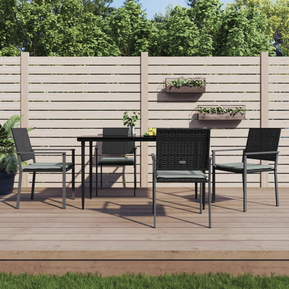 Sedie Da Giardino Con Cuscini 4pz Nere 54x62,5x89 Cm Polyrattan