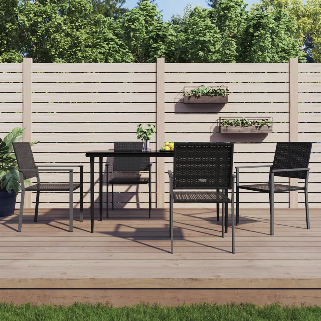 Sedie Da Giardino 4 Pz Nere 54x62,5x89 Cm In Polyrattan