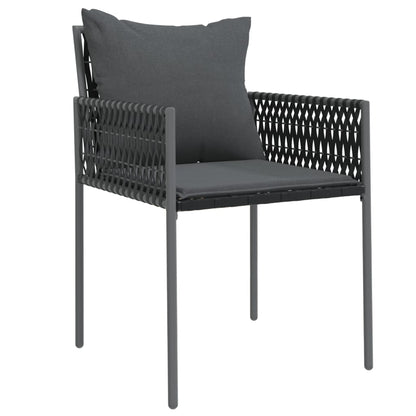 Sedie Da Giardino Con Cuscini 4pz Nere 54x61x83cm In Polyrattan