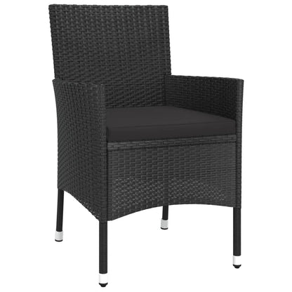 Set Da Pranzo Da Giardino 5 Pz Nero Con Cuscini In Polyrattan