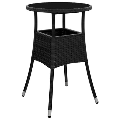 Set Bistrò Da Giardino 3 Pz Con Cuscini In Polyrattan Nero