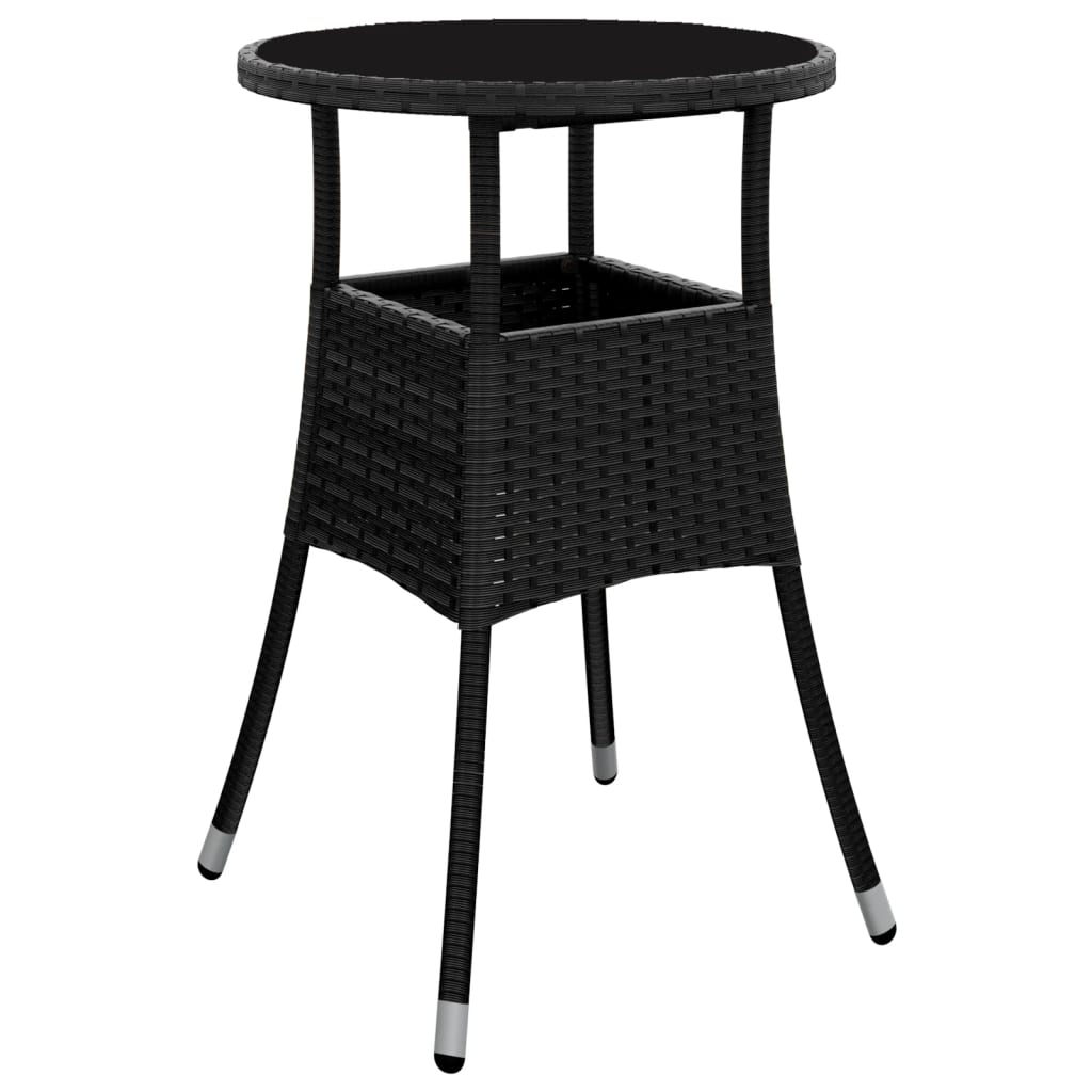 Set Bistrò Da Giardino 5 Pz Con Cuscini In Polyrattan Nero