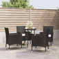 Set Bistrò Da Giardino 5 Pz Con Cuscini In Polyrattan Nero